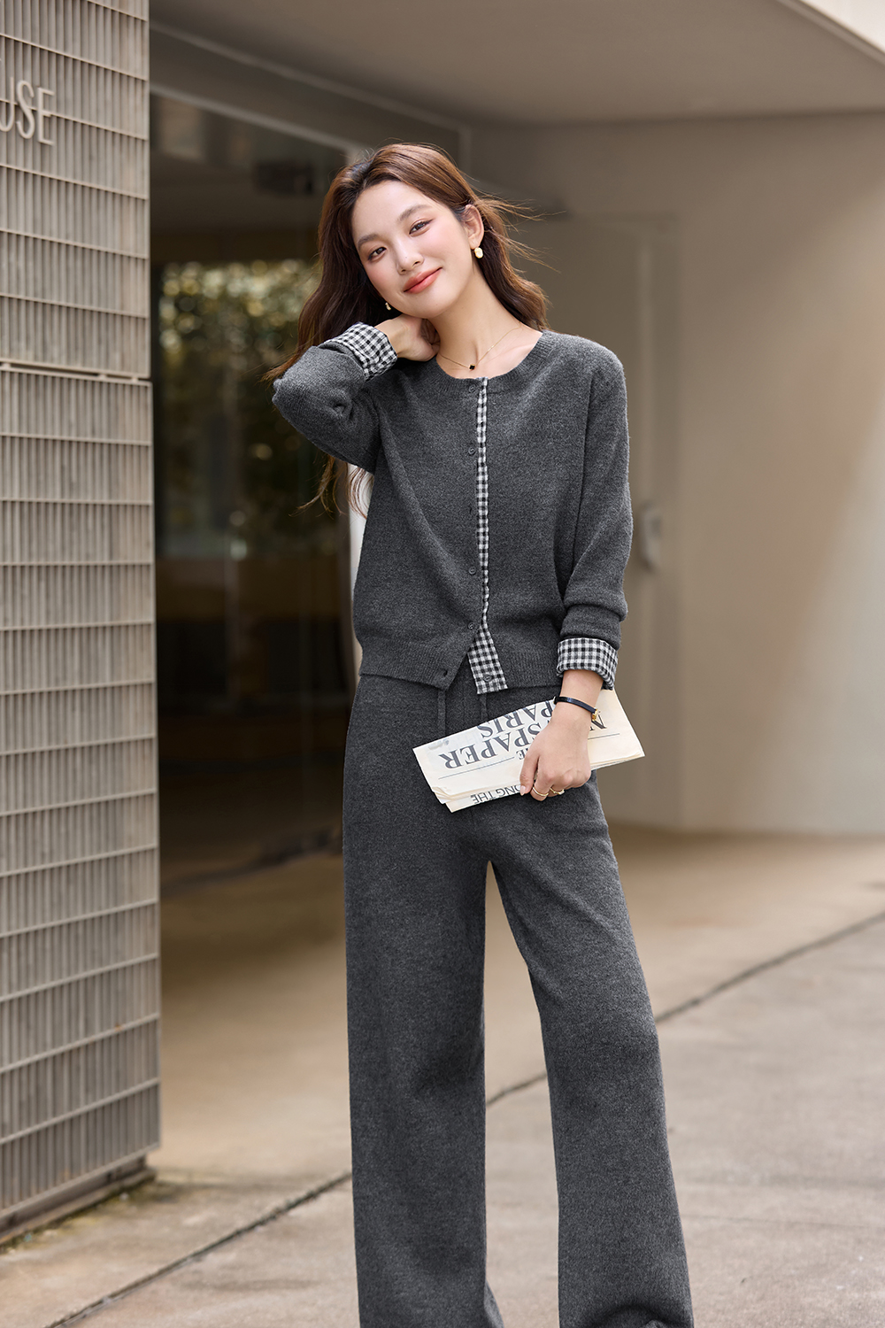 Checkered Patchwork Fake Two-piece