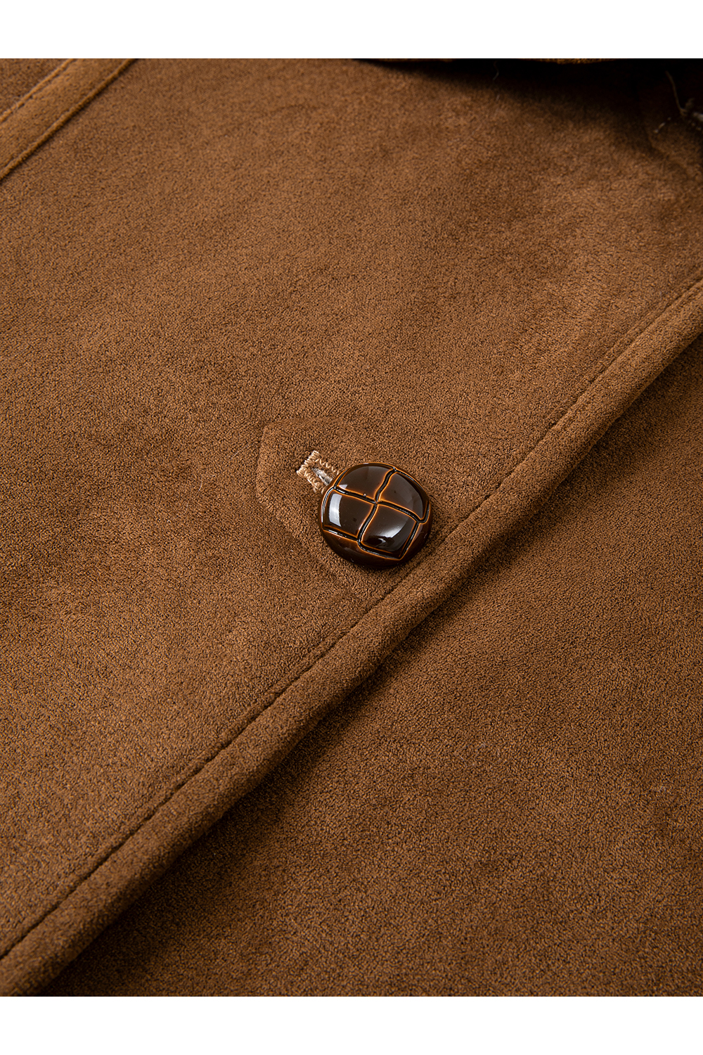 Coffee-colored shearling lapel coat