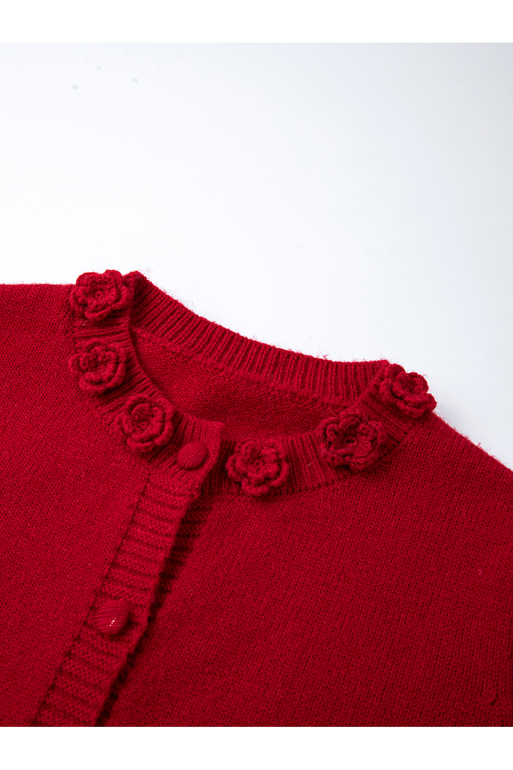 Y2K red three-dimensional crochet cardigan