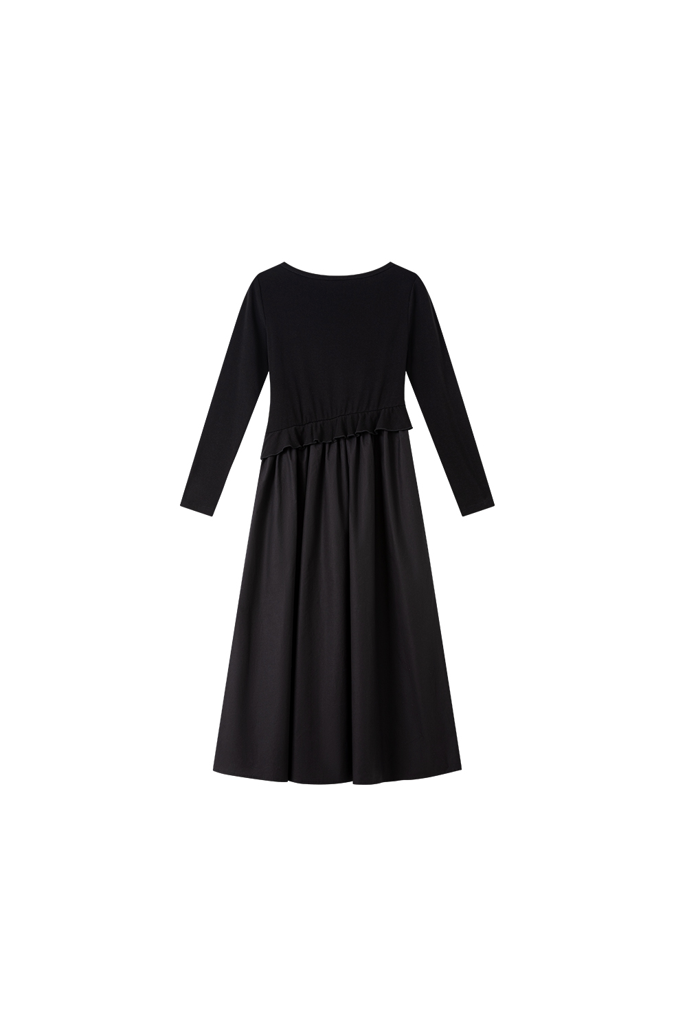 Asymmetric Hem Black Shift Dress-VIMLYSTORE
