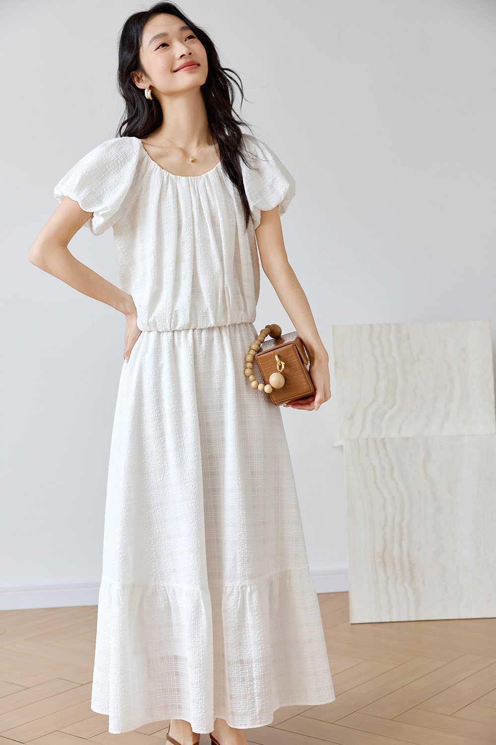 Simple U-Neck Top with High-Waist Skirt Set-VIMLYSTORE