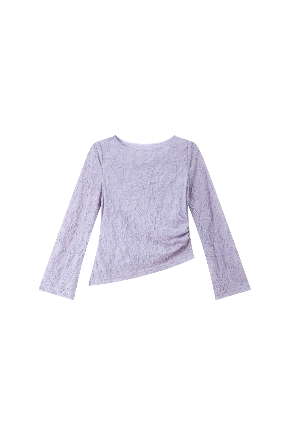 Lace-Trimmed Boatneck Top with Smocked Waist-VIMLYSTORE
