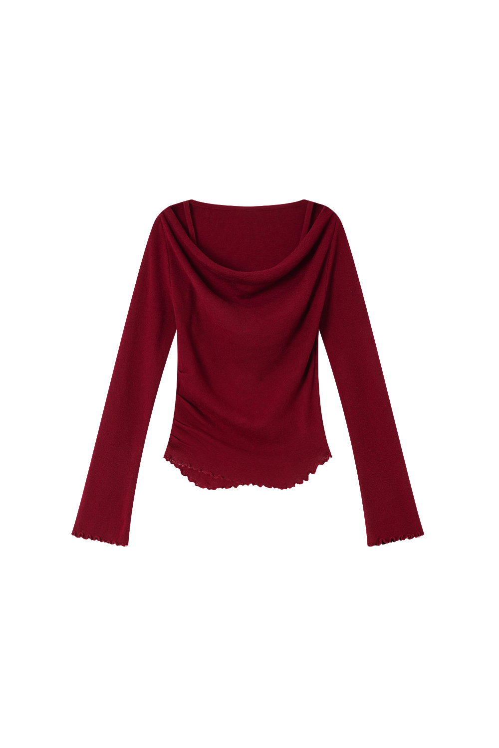 Boat-Neck Wool Knit Sweater with Statement Sleeves-VIMLYSTORE