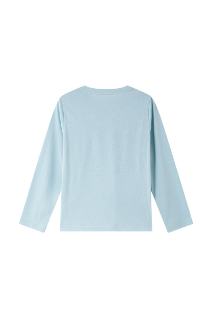 Relaxed Fit Long-Sleeve Tee with Cherub Print-VIMLYSTORE