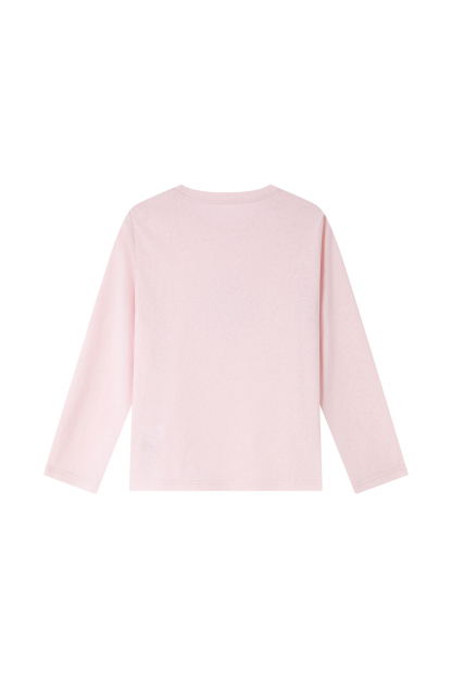Relaxed Fit Long-Sleeve Tee with Cherub Print-VIMLYSTORE