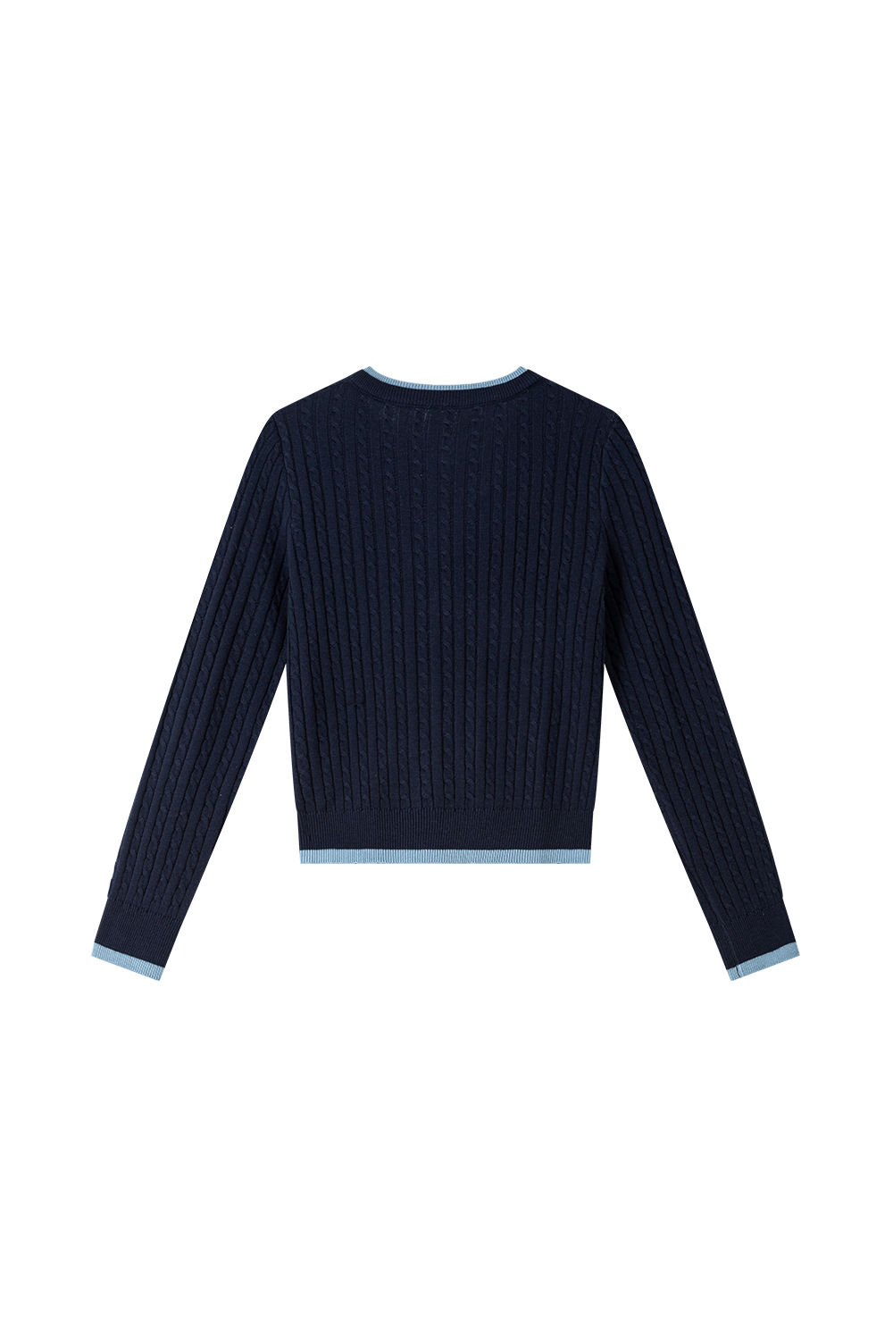 Color-Block Ribbed Knit Cardigan with Faux Underlayer-VIMLYSTORE