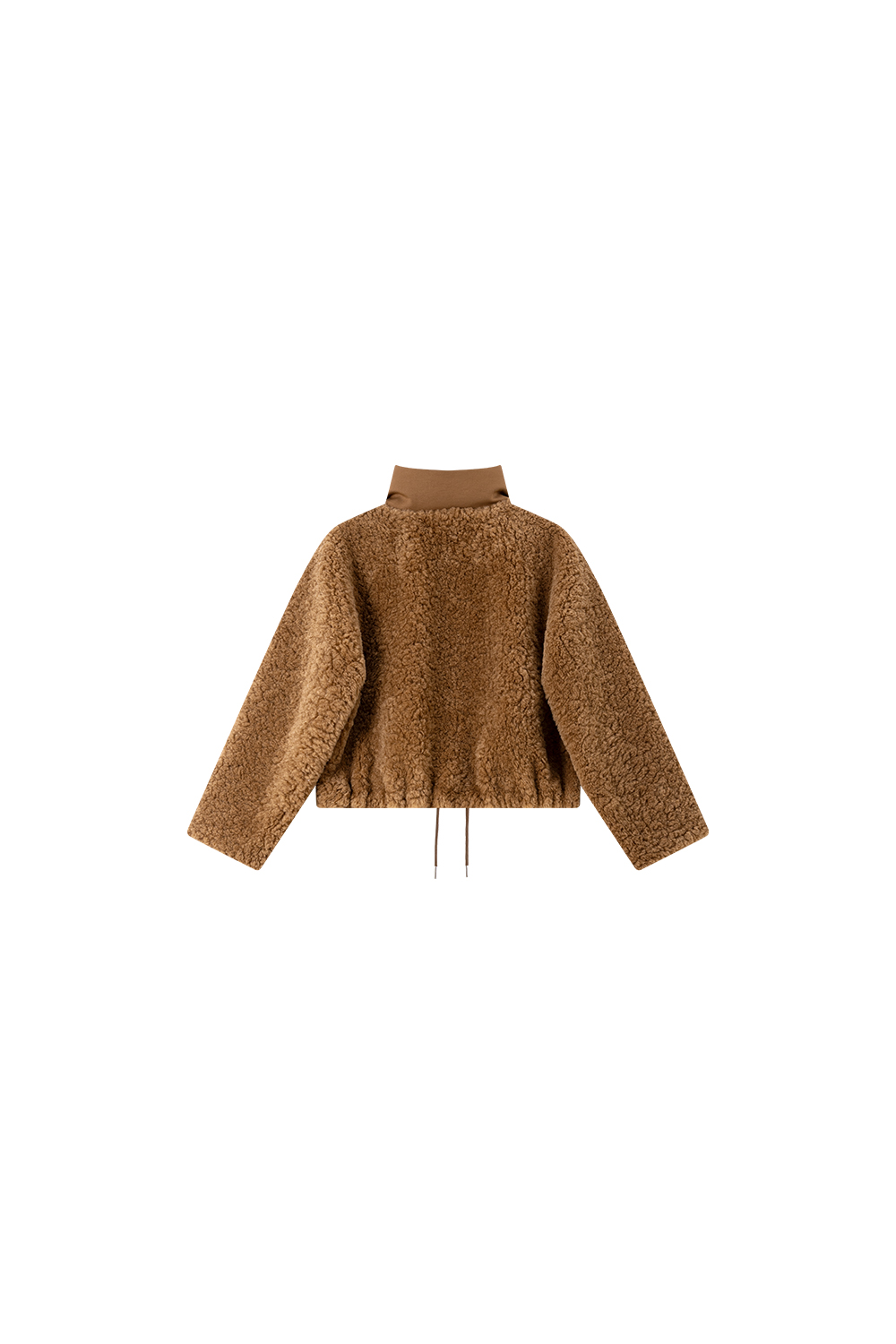 Camel retro stand - collar short - style plush coat