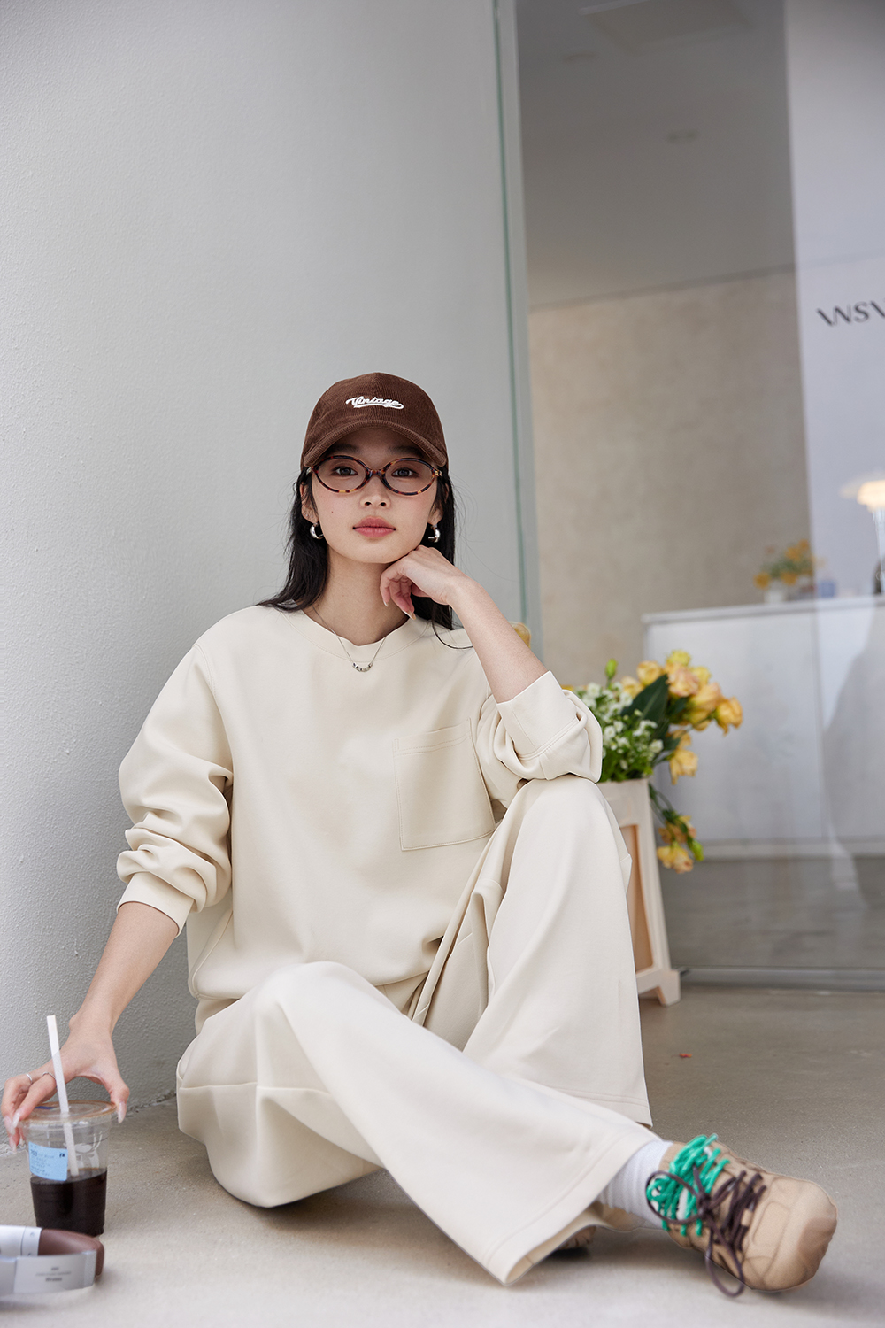 Relaxed Fit Top & High-Waist Palazzo Pants Set-VIMLYSTORE