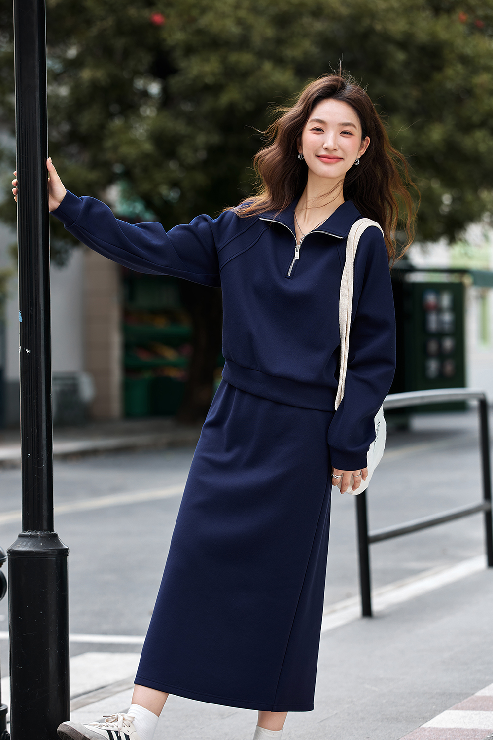 Fashion Casual Notched Top with Skirt Set-VIMLYSTORE