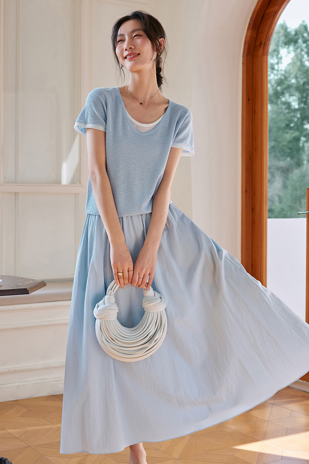 Color-blocking Casual Two-piece Set