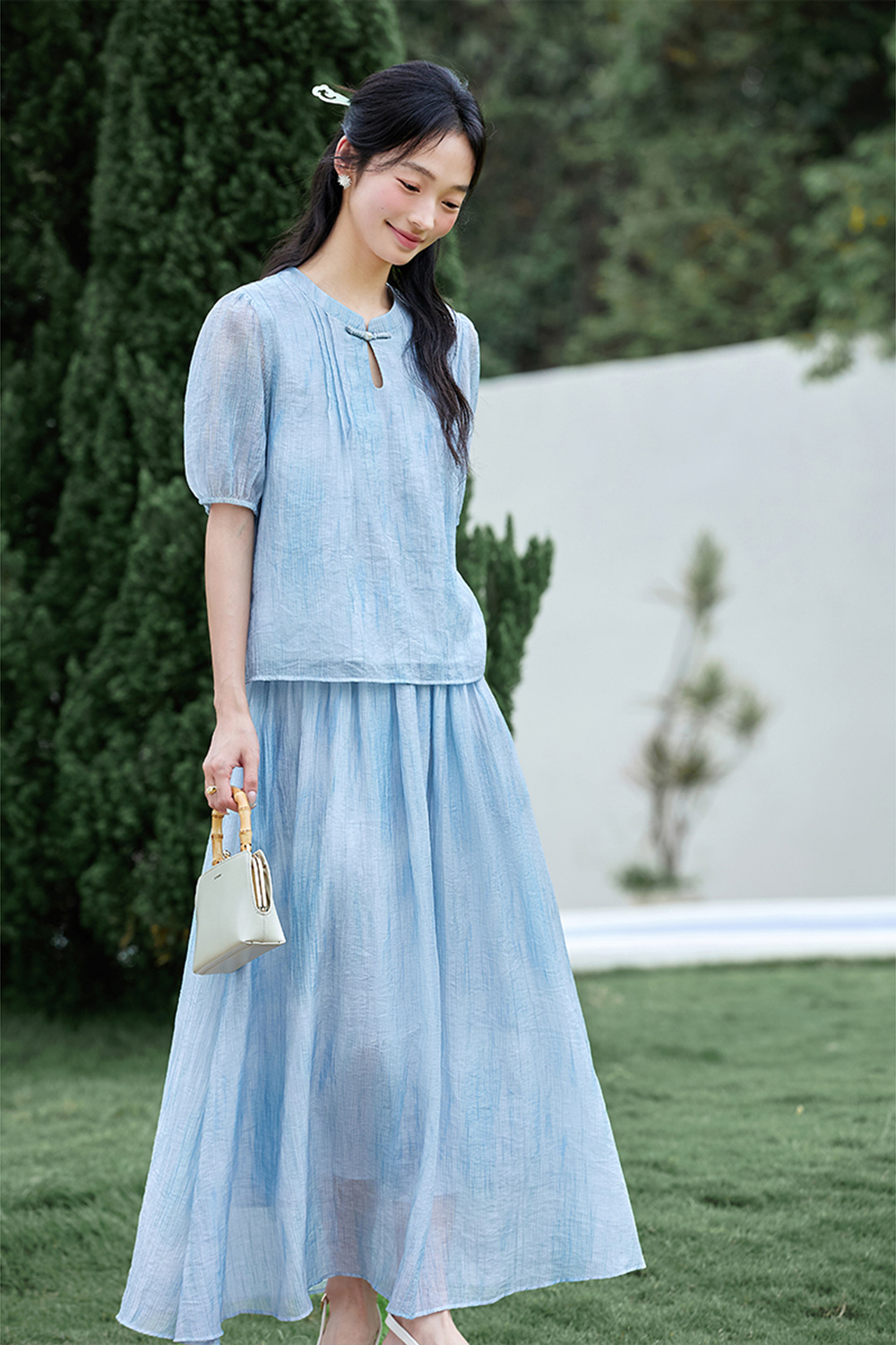 New Chinese Style Feminine Lyocell Suit Set