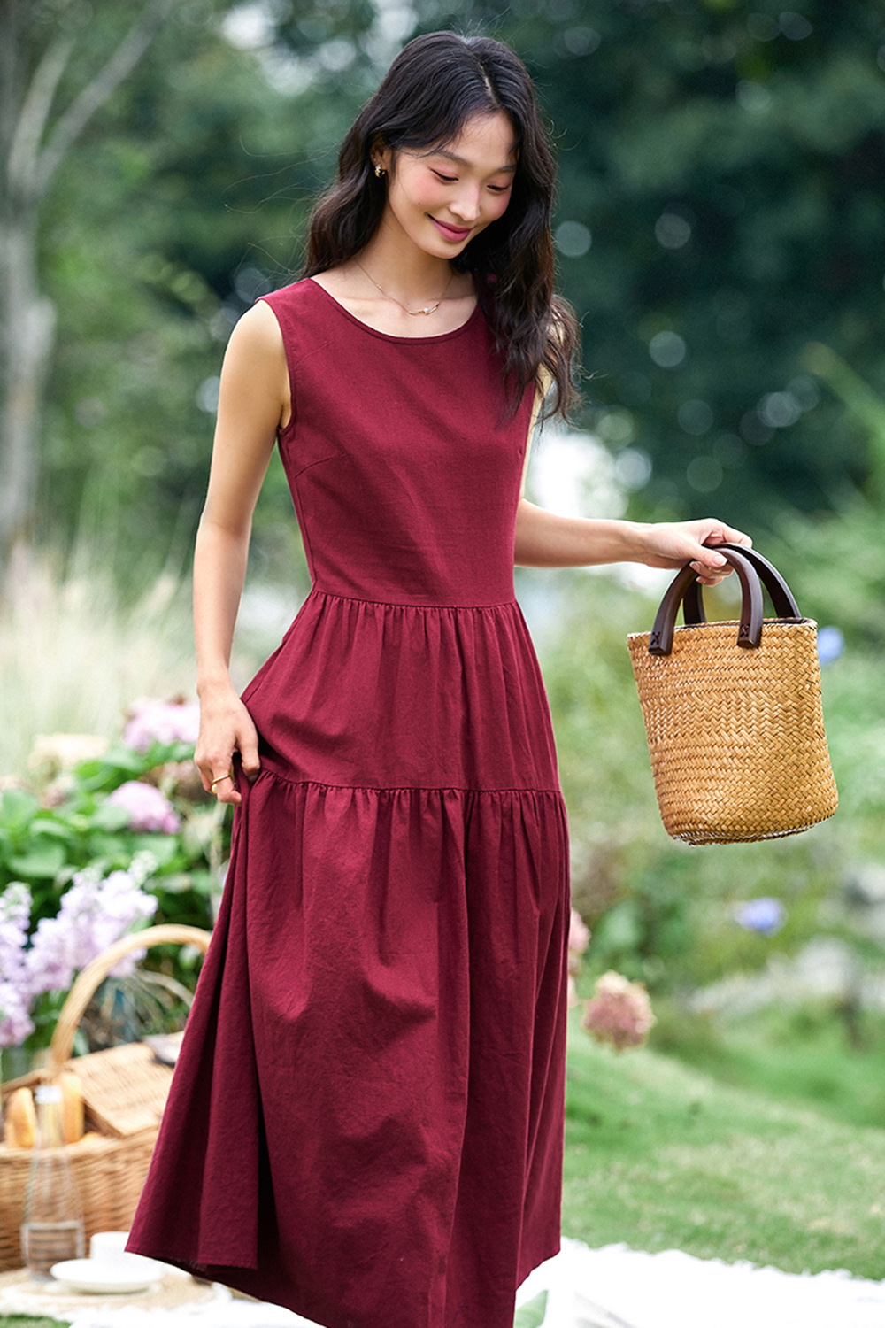 Fashion Minimalist Sleeveless Round-Neck Maxi Dress