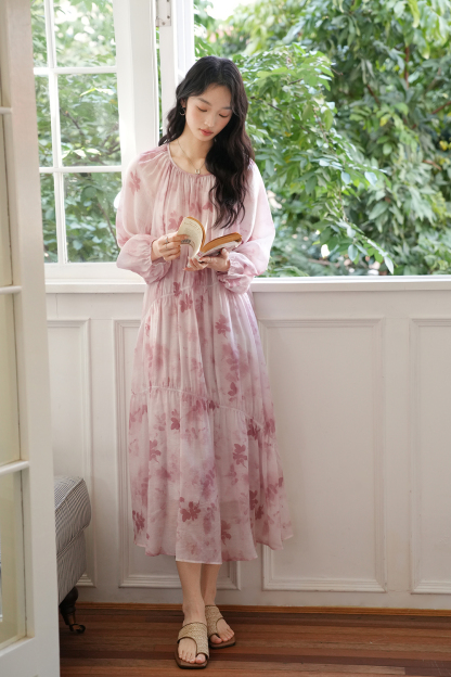 French High-End Chiffon Floral Elegant A-Line Fairy Dress