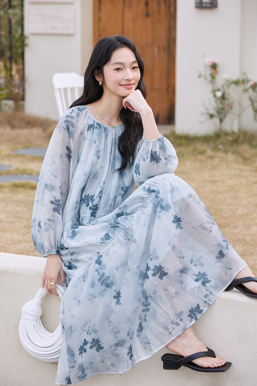 French High-End Chiffon Floral Elegant A-Line Fairy Dress