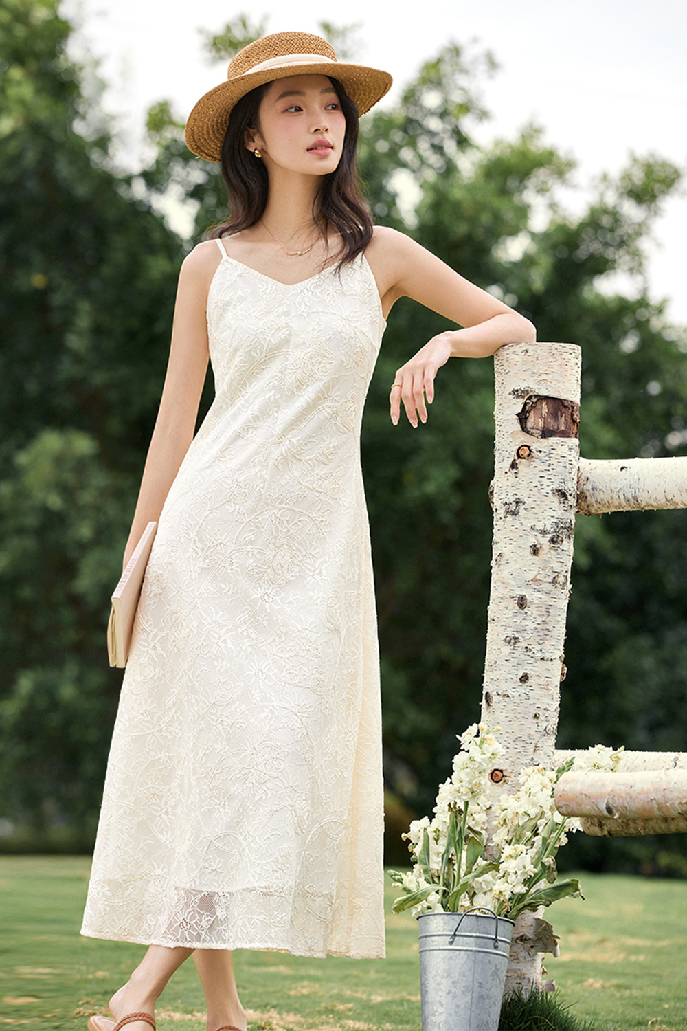 French Premium Lace Crochet Strappy Dress