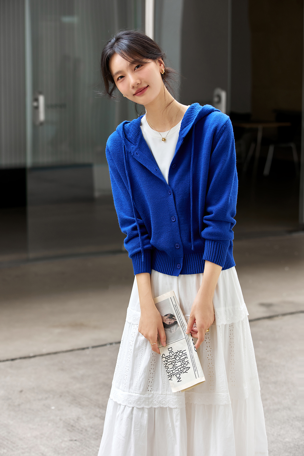 Hooded knitted cardigan coat-VIMLYSTORE