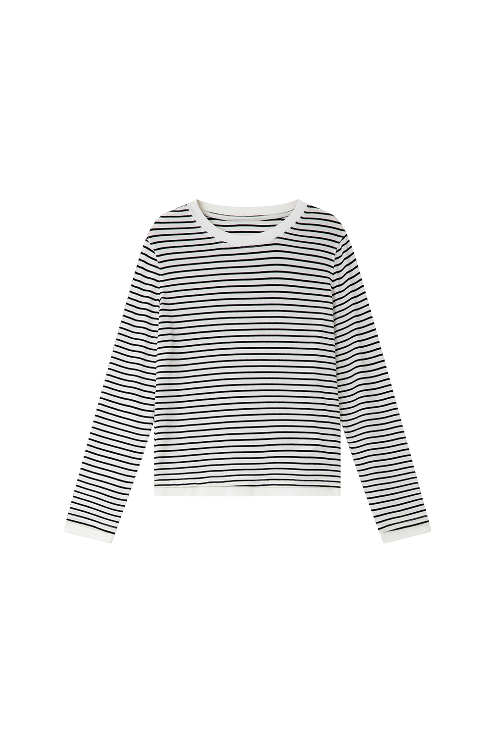 Black & White Striped Wool-Blend Relaxed Tee-VIMLYSTORE