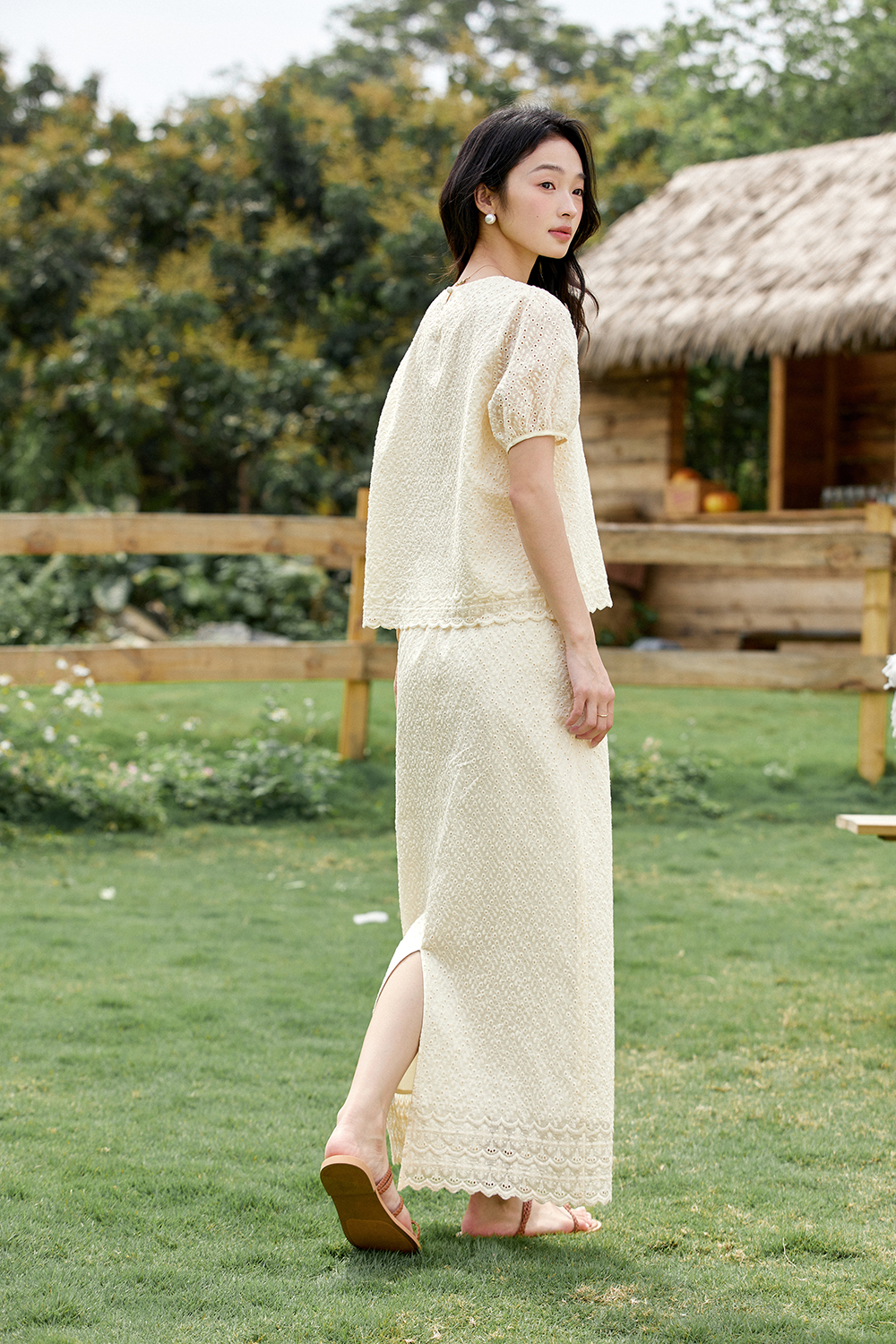 Sweetheart Neckline Top & Flared Skirt Coord Set-VIMLYSTORE