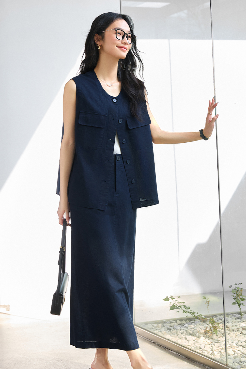 Fashionable Sleeveless Vest with Straight Skirt Two-Piece Set-VIMLYSTORE