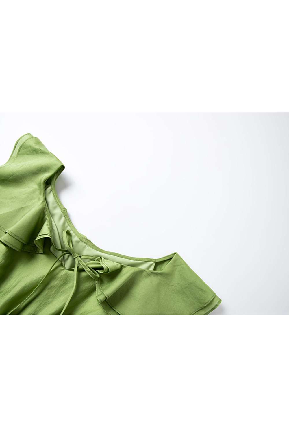 Sweet U-neck Ruffled Waist-defining Slim Dress-VIMLYSTORE
