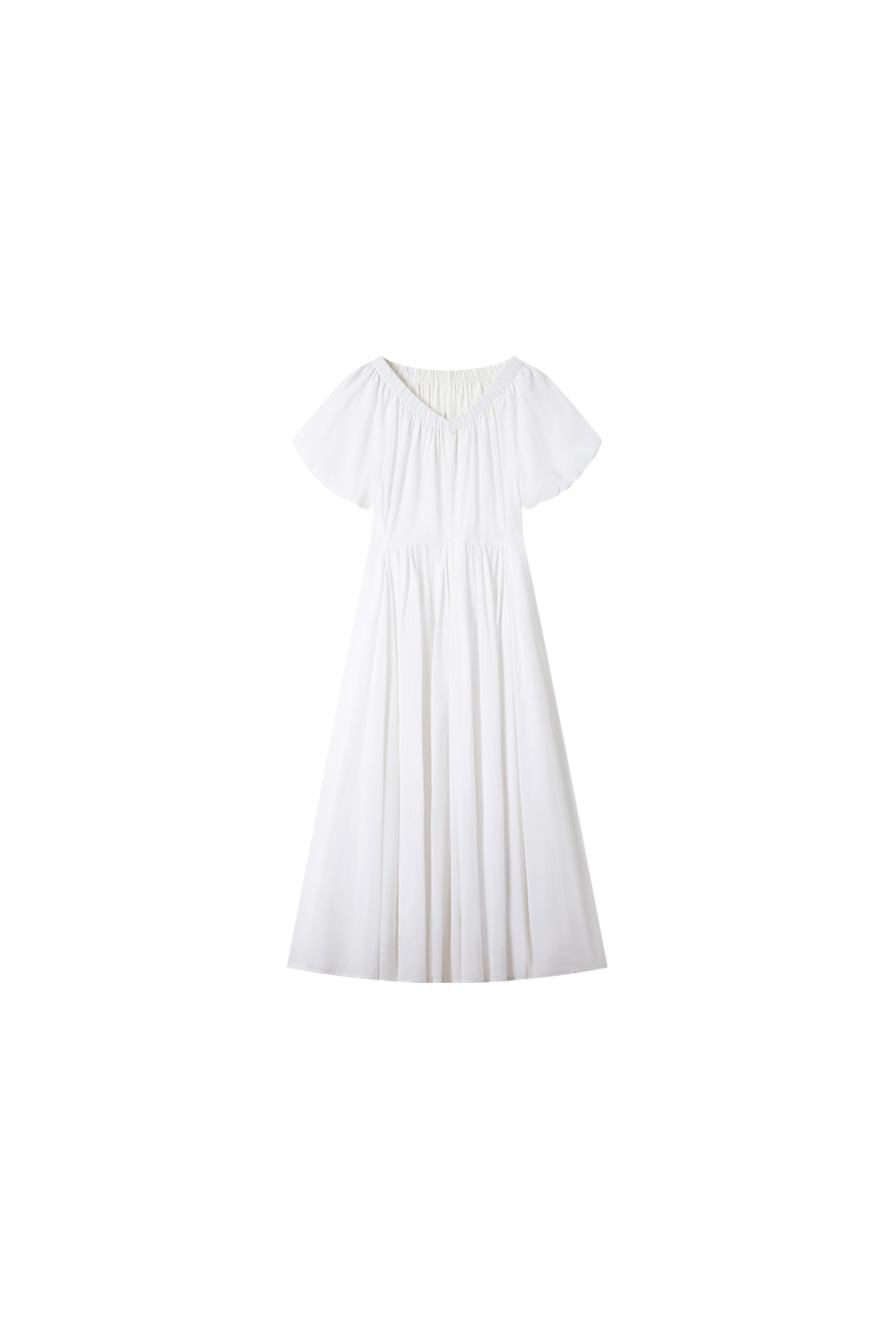 French Floral Soft V-Neck Puff Sleeve Slimming Maxi Dress
