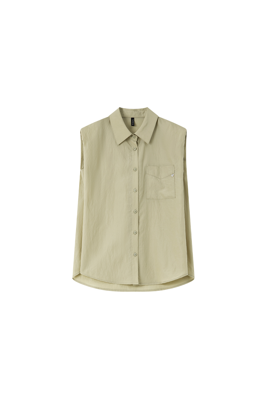 Lyocell Sleeveless Collared Solid Shirt