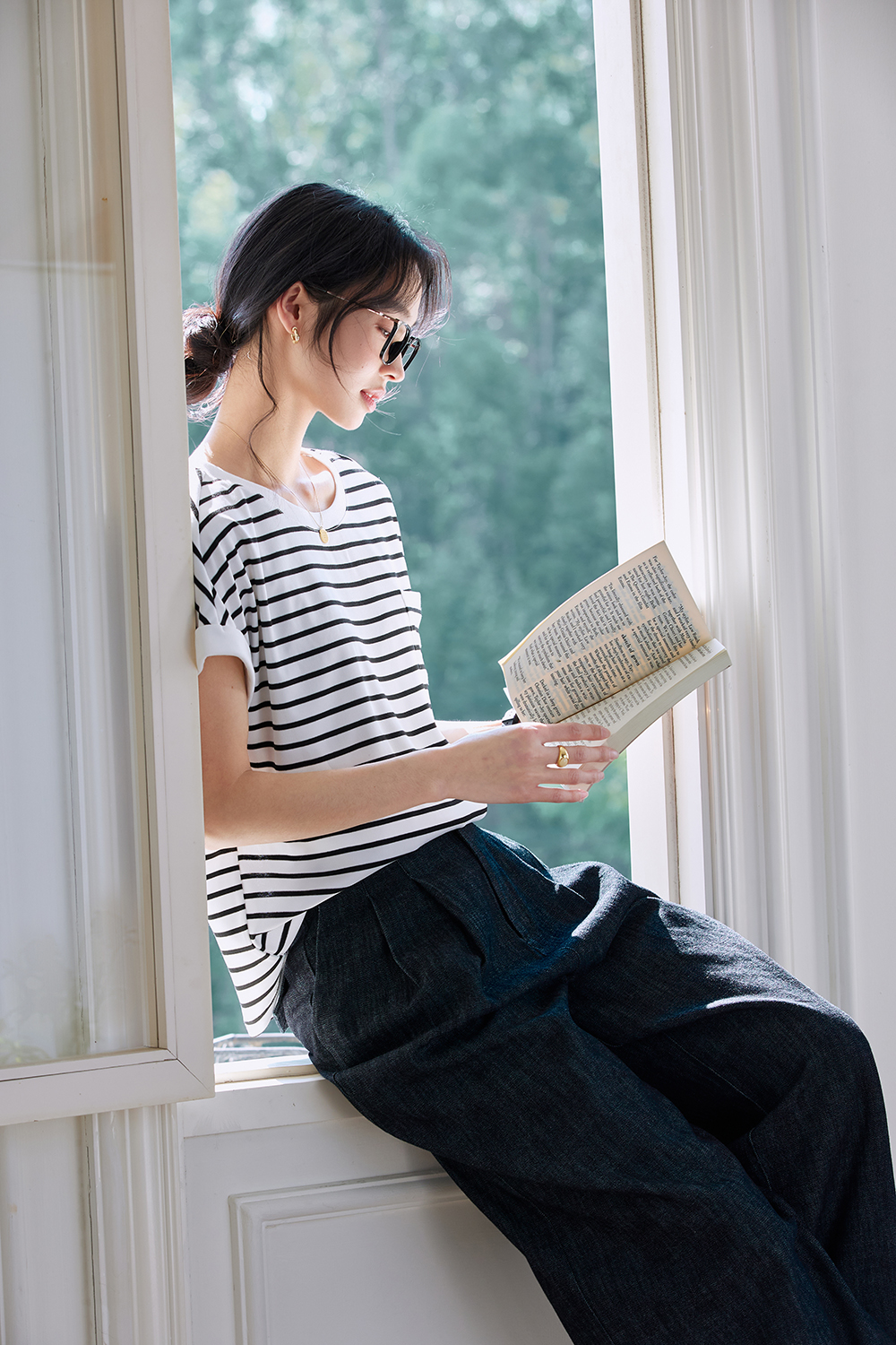 Color Block Striped Short Sleeve Round Neck T-Shirt