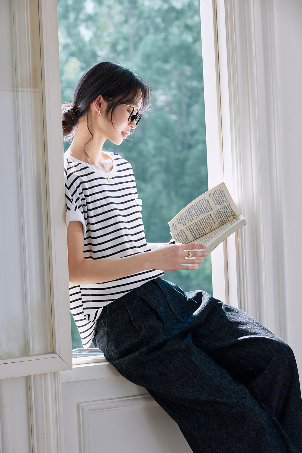 Color Block Striped Short Sleeve Round Neck T-Shirt