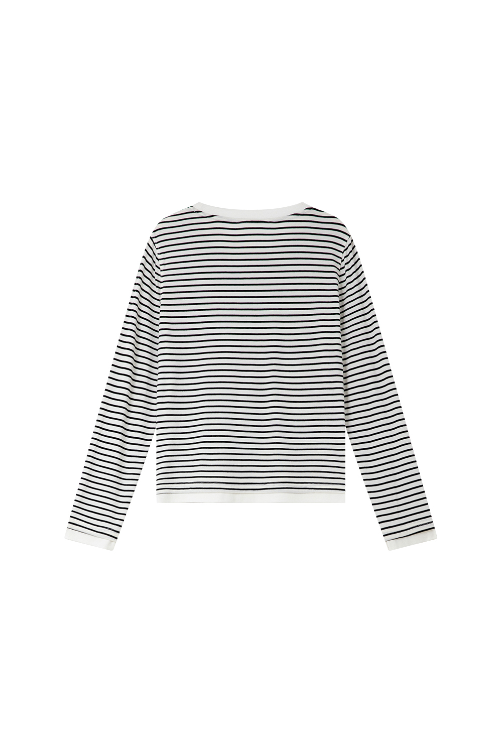 Black & White Striped Wool-Blend Relaxed Tee-VIMLYSTORE