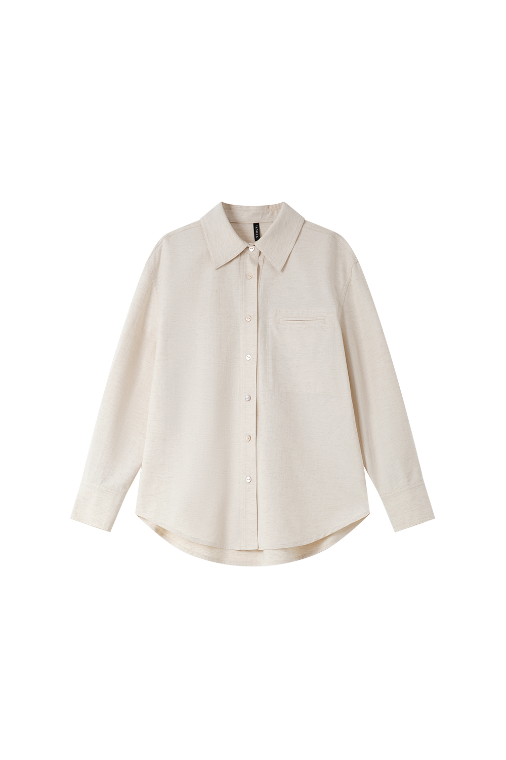 Oatmeal Oversized Shirt with Dual-Button Cuff Detail-VIMLYSTORE