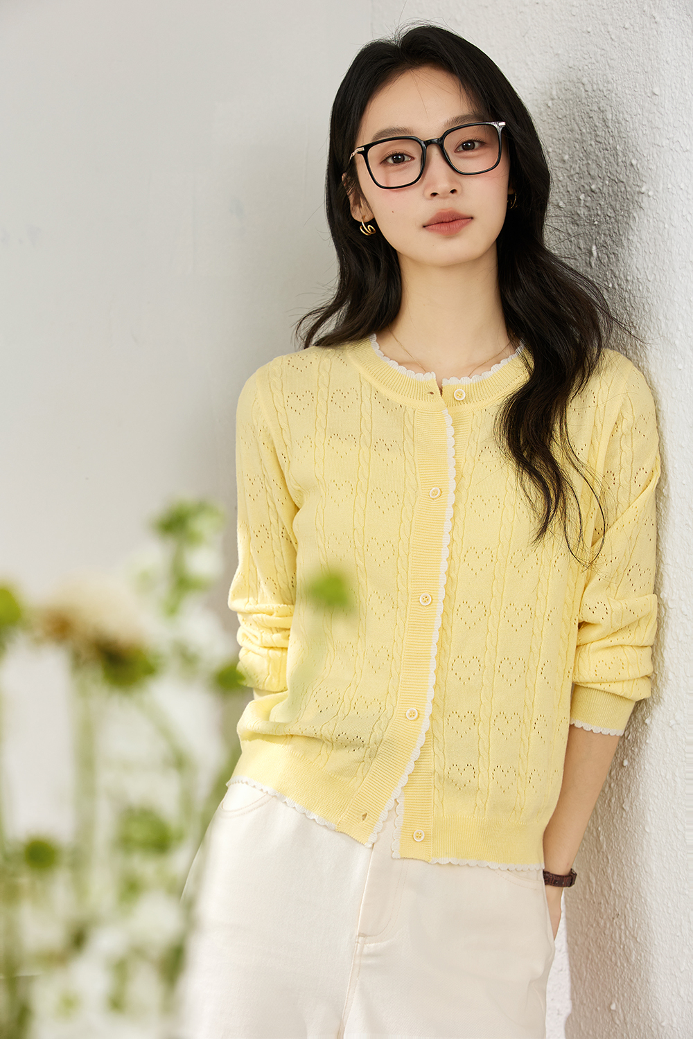 Heart Cut-Out Slim-Fit Knit Sweater-VIMLYSTORE