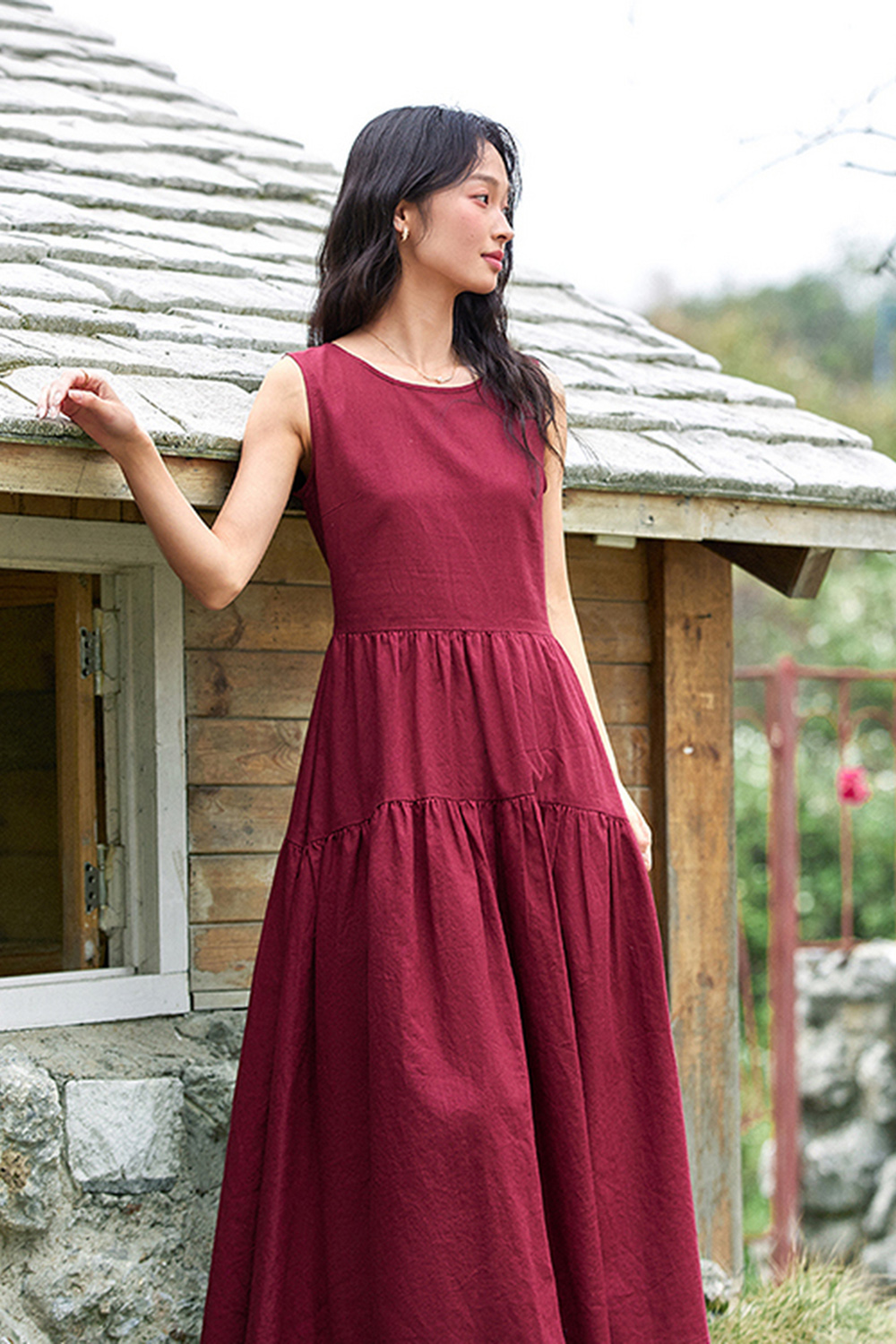 Fashion Minimalist Sleeveless Round-Neck Maxi Dress-VIMLYSTORE