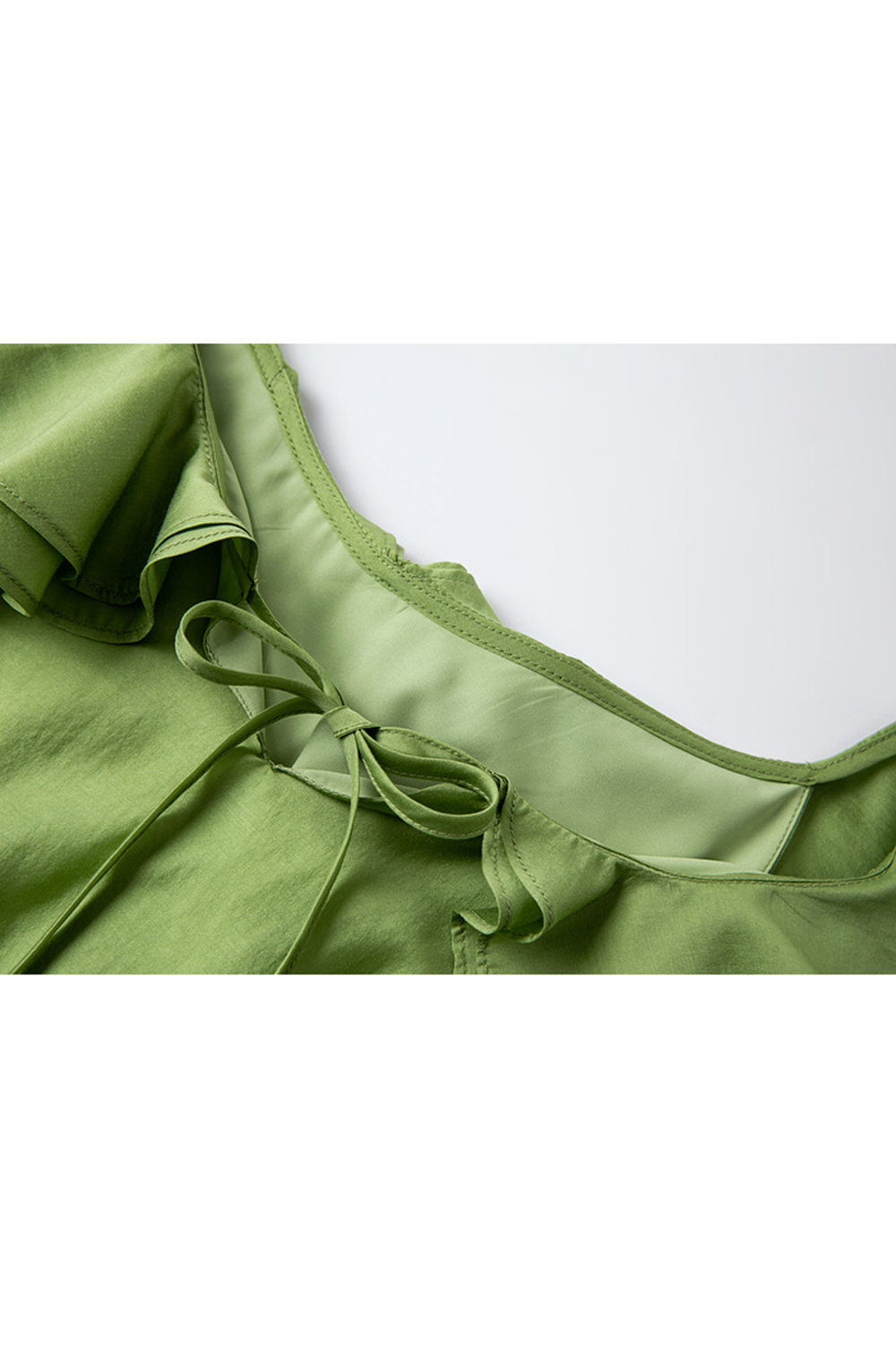 Sweet U-neck Ruffled Waist-defining Slim Dress-VIMLYSTORE