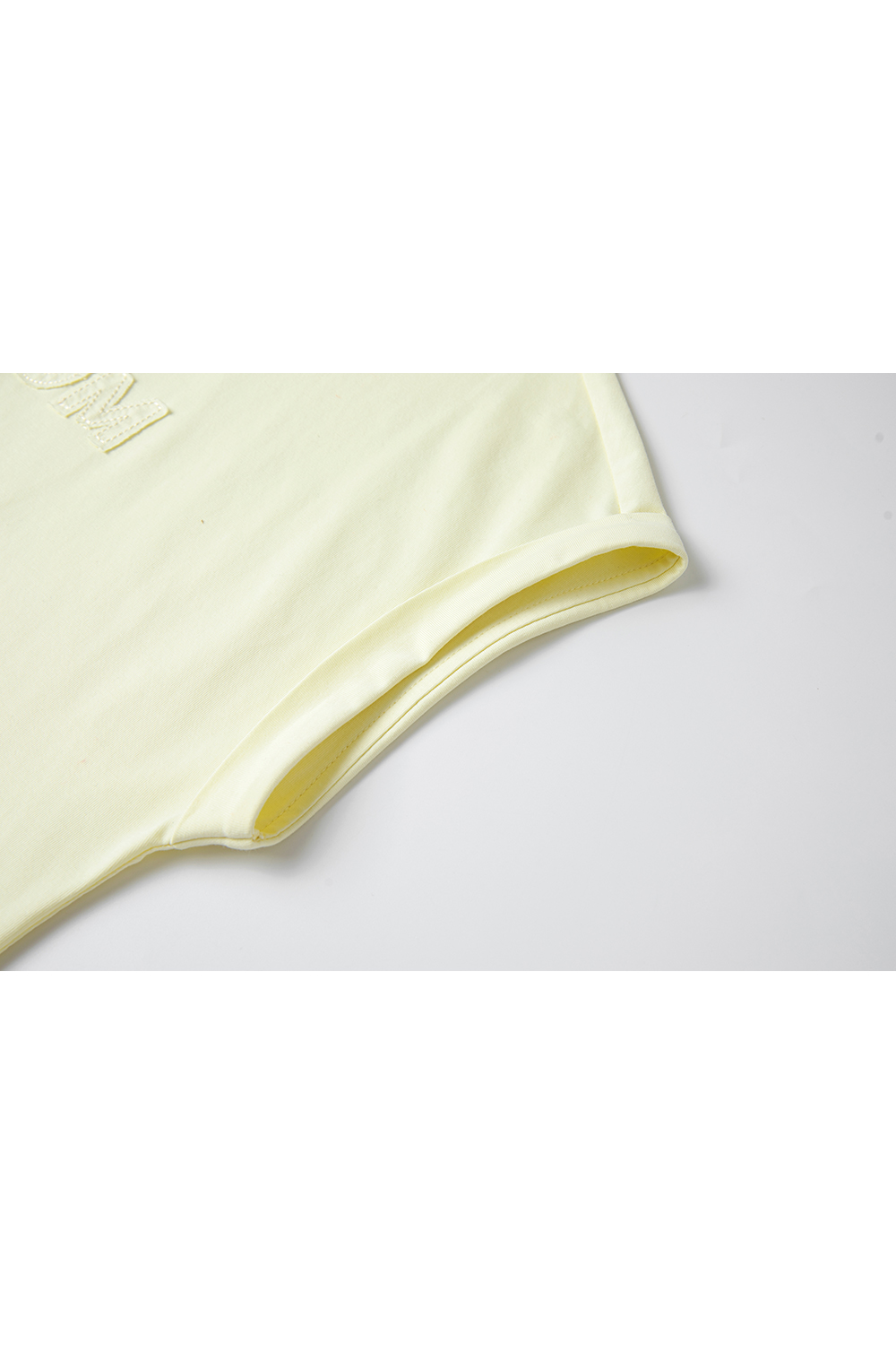 Embroidered Letter Short Flutter Sleeve Loose Versatile Round Neck Top-VIMLYSTORE