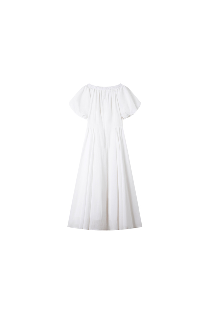 French Floral Soft V-Neck Puff Sleeve Slimming Maxi Dress