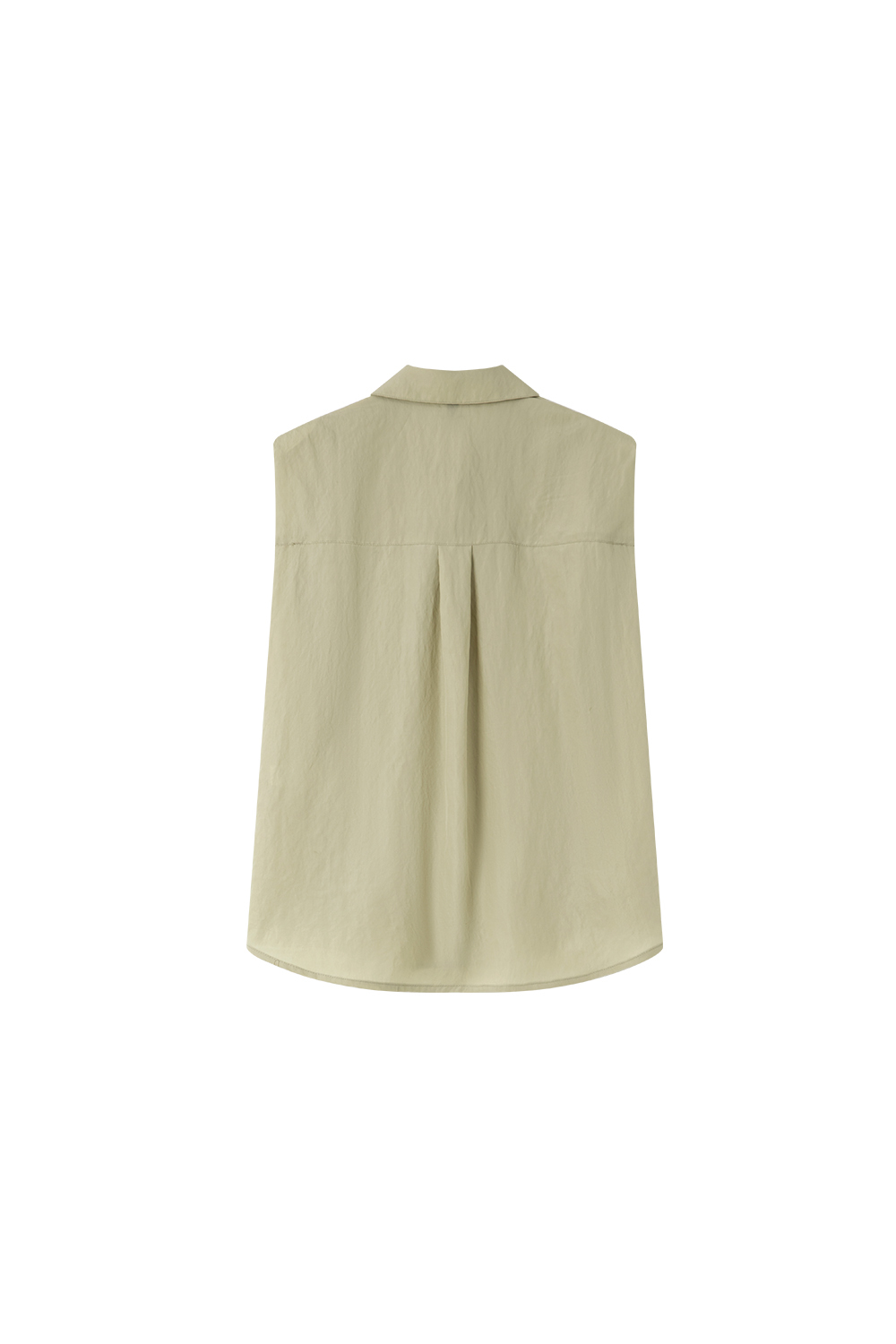 Lyocell Sleeveless Collared Solid Shirt