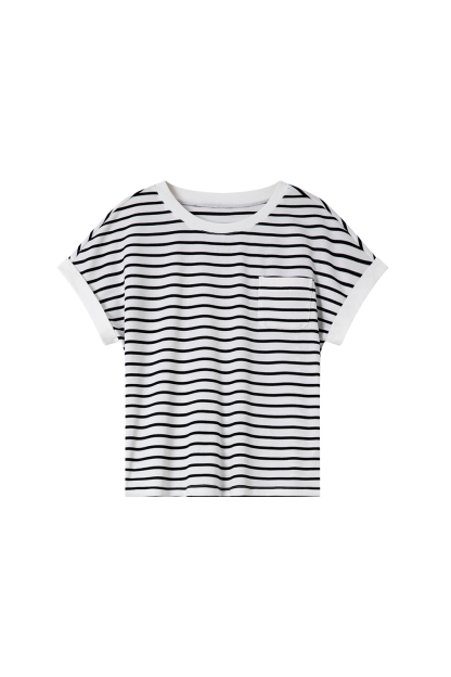 Color Block Striped Short Sleeve Round Neck T-Shirt