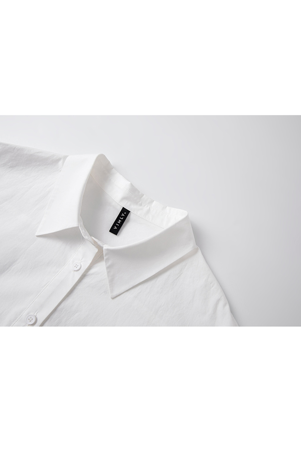 Minimalist White Lace-trimmed Cotton Shirt