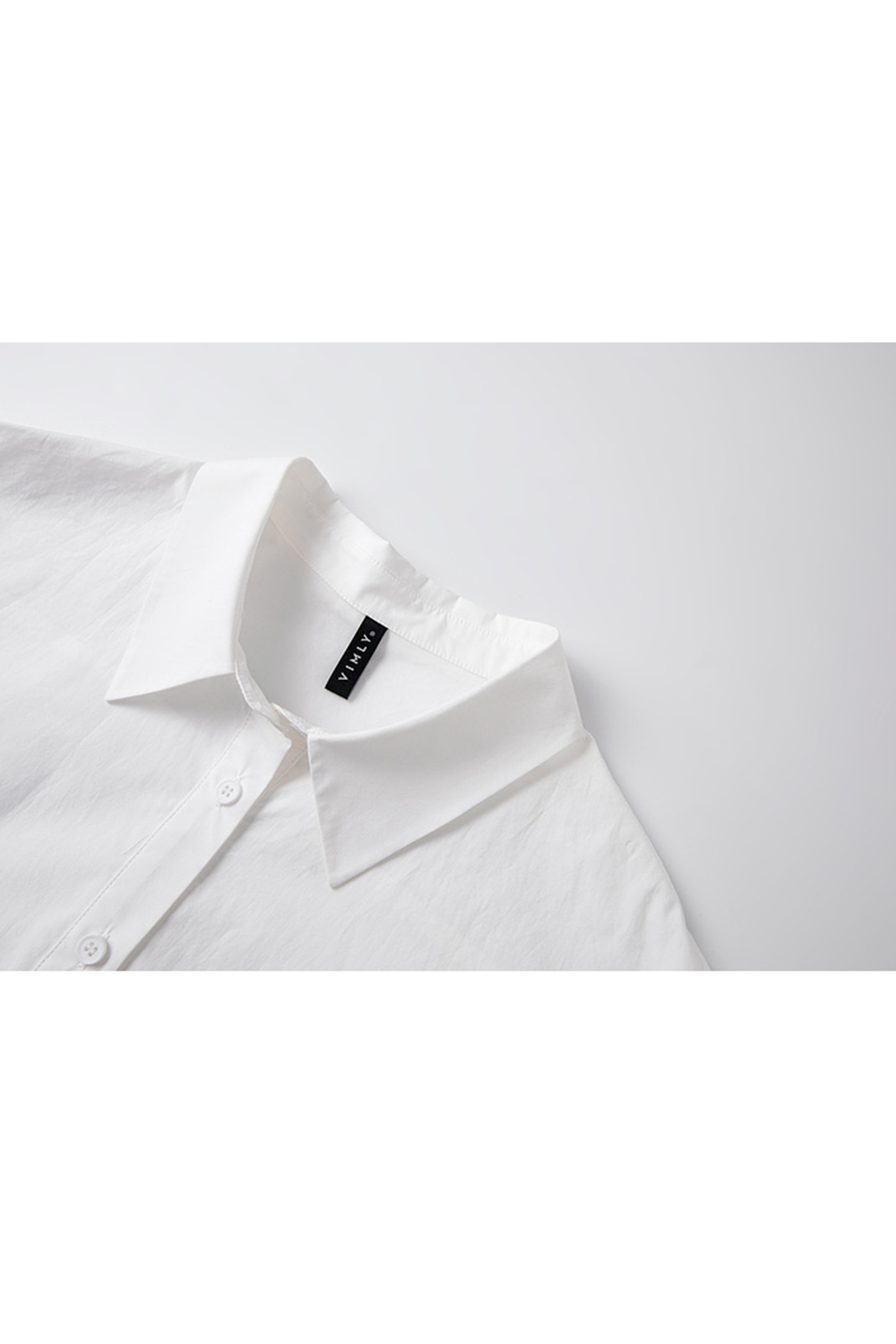Minimalist White Lace-trimmed Cotton Shirt