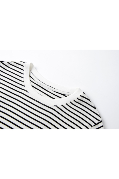 Black & White Striped Wool-Blend Relaxed Tee-VIMLYSTORE