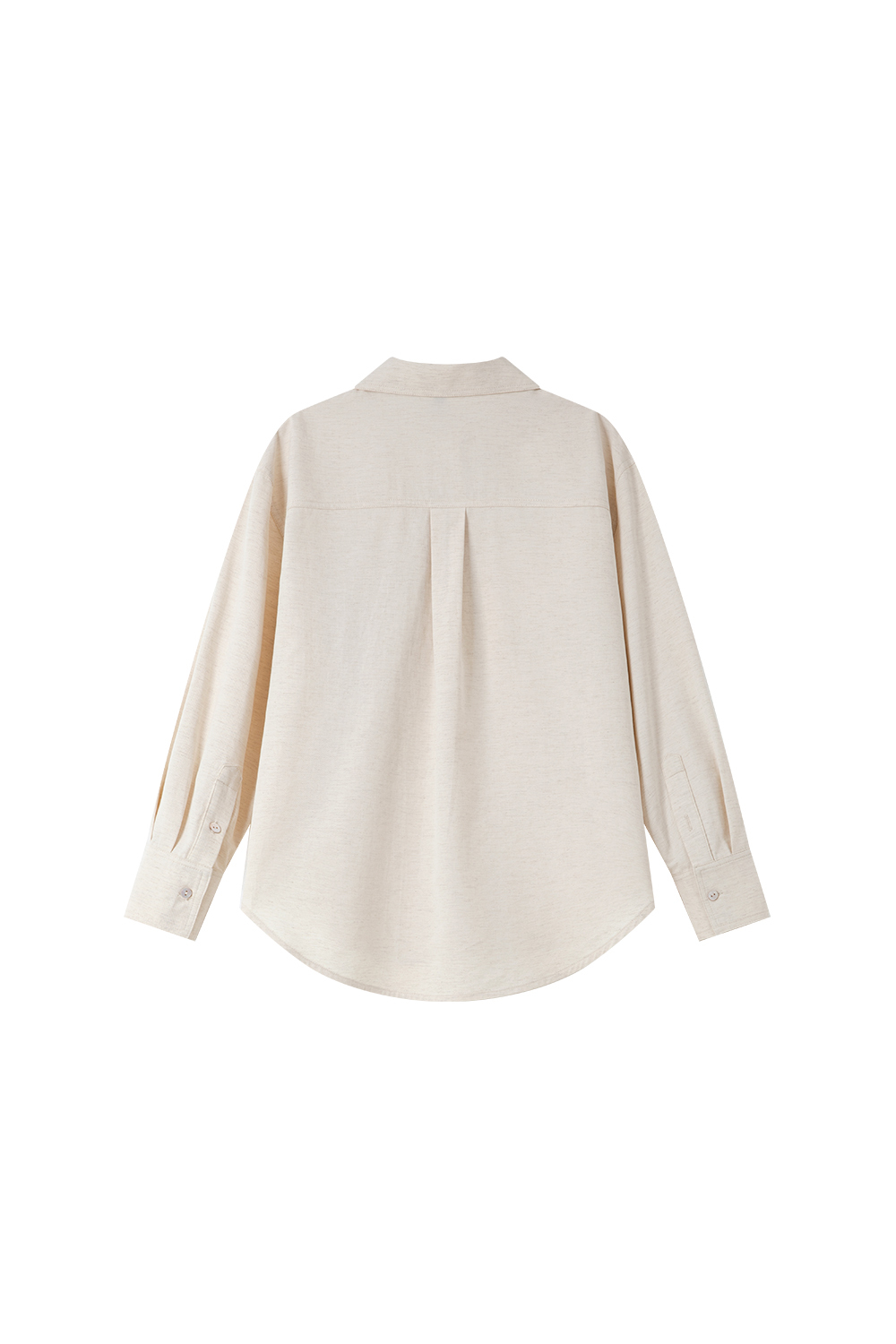 Oatmeal Oversized Shirt with Dual-Button Cuff Detail-VIMLYSTORE