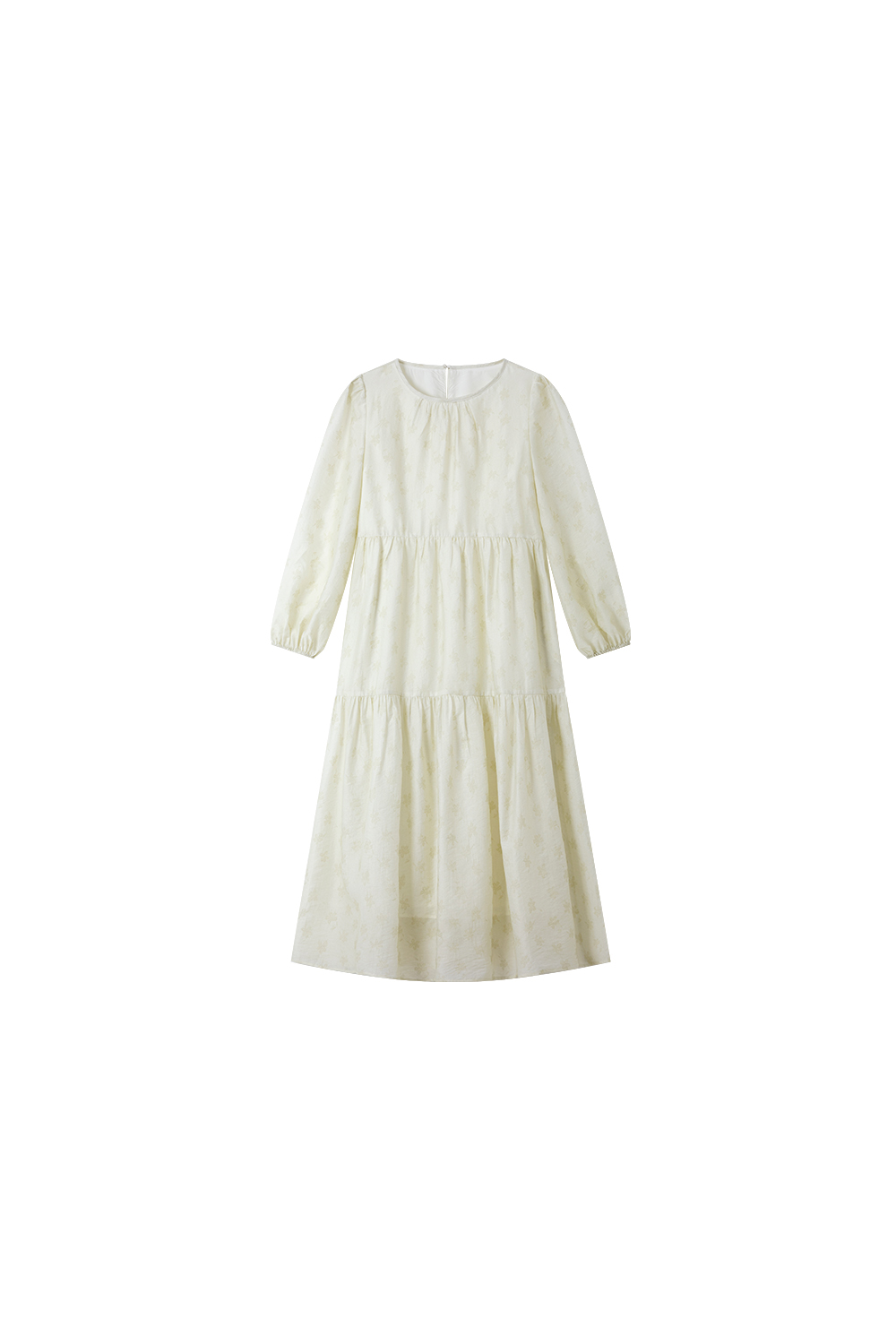lyocell Embroidered Shift Dress with Bishop Sleeves-VIMLYSTORE