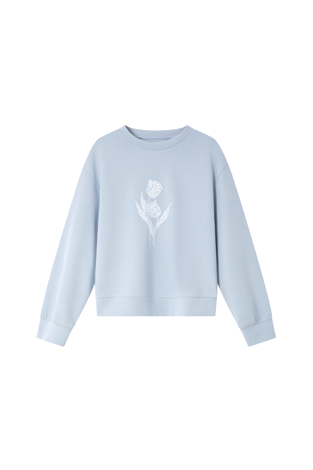 Sky Blue Tulip-Sleeve Oversized Pullover-VIMLYSTORE