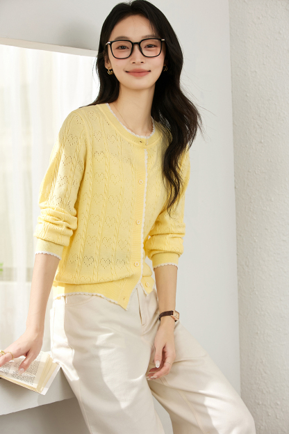 Heart Cut-Out Slim-Fit Knit Sweater-VIMLYSTORE