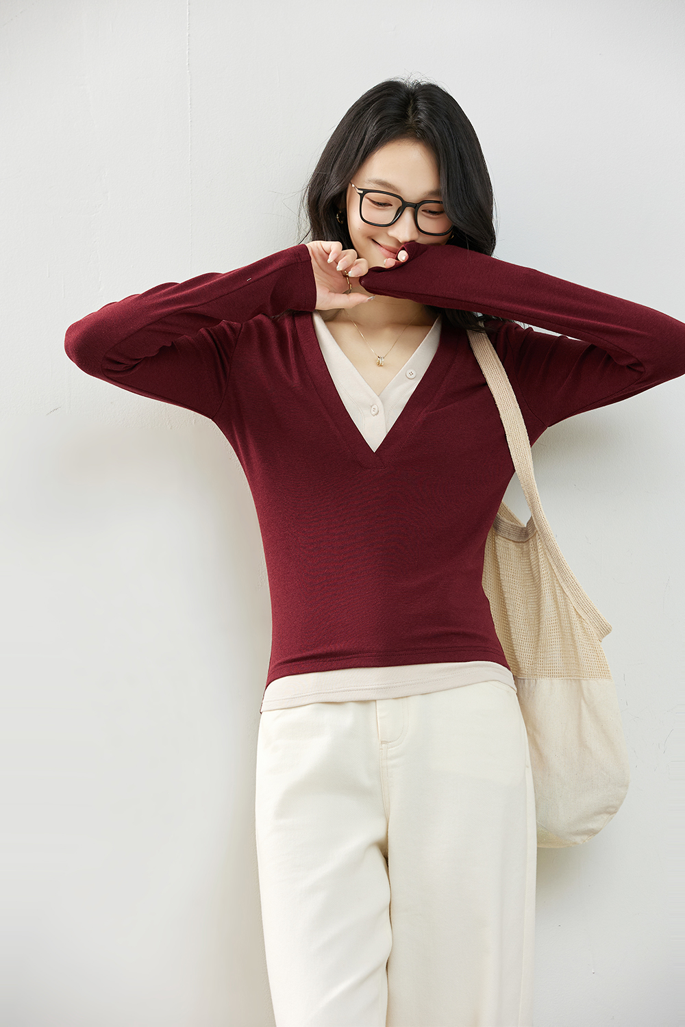 False Two-piece Designer Slim-fit Layering Long Sleeve T-shirt-VIMLYSTORE