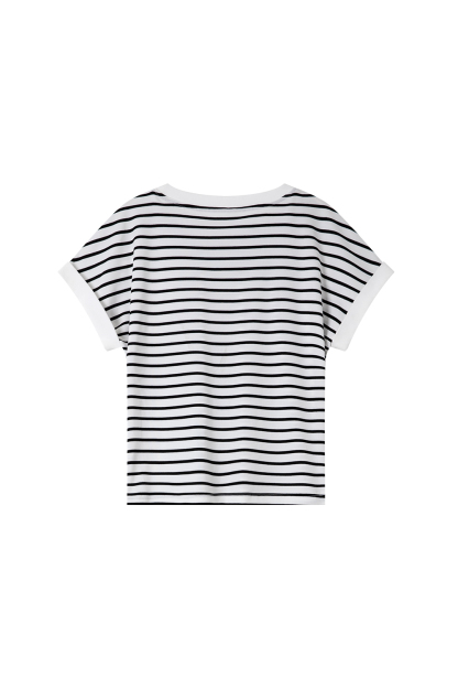 Color Block Striped Short Sleeve Round Neck T-Shirt