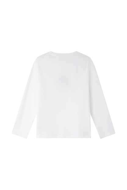 Relaxed Fit Long-Sleeve Tee with Cherub Print-VIMLYSTORE