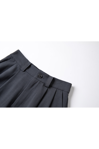 Pleated Wide-Leg Dress Pants with Relaxed Waist-VIMLYSTORE