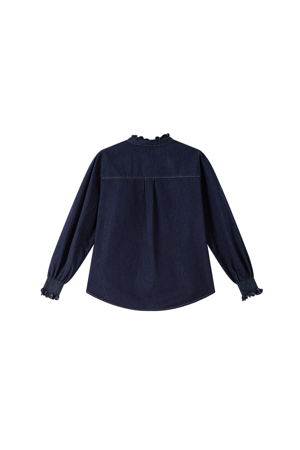 Designer Loose Stand-up Denim Long Sleeve Cotton Shirt-VIMLYSTORE