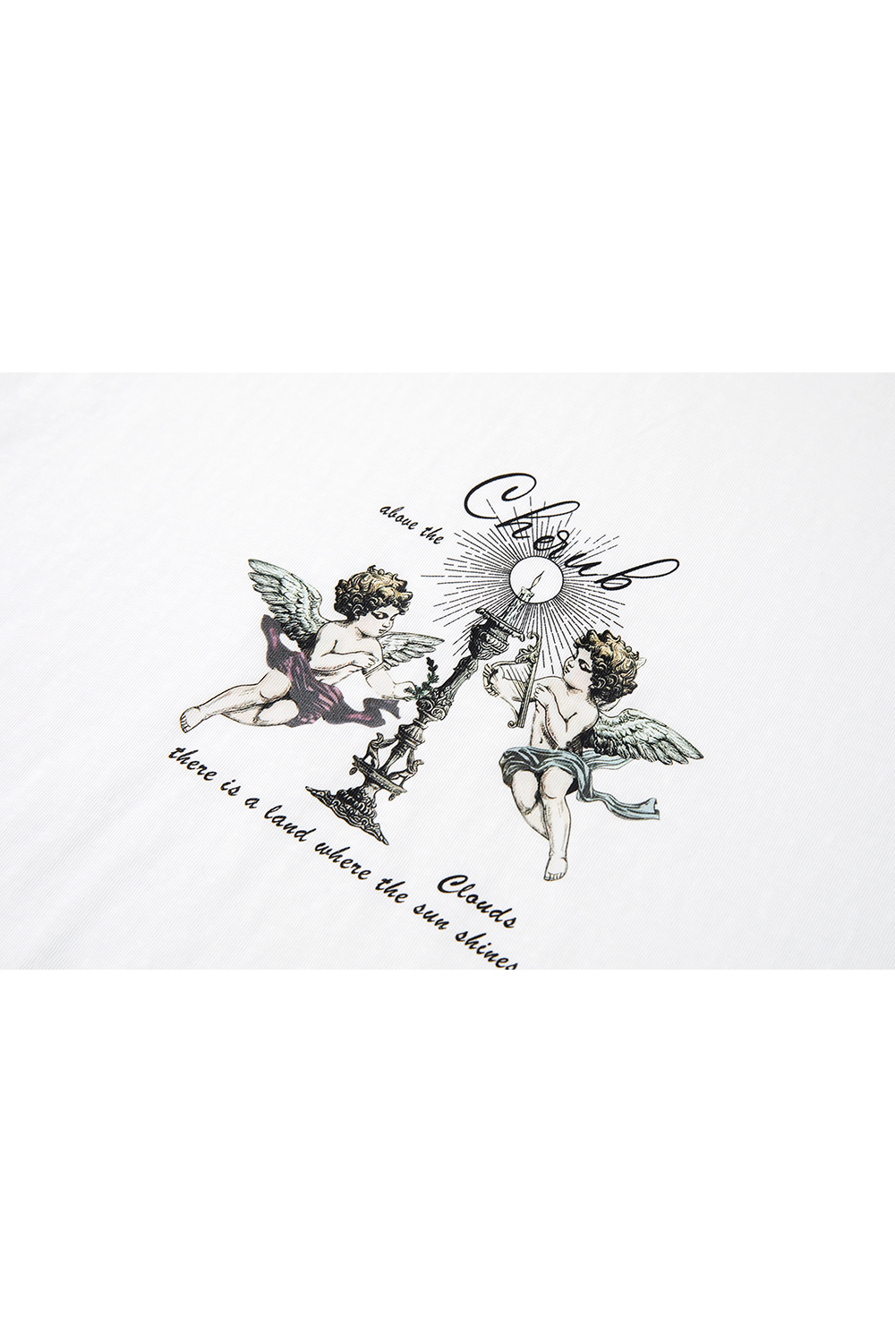 Relaxed Fit Long-Sleeve Tee with Cherub Print-VIMLYSTORE